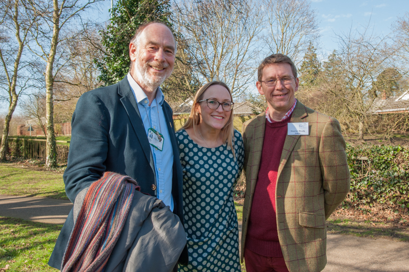 Steve Ruthen, Jo Kreckler and Stephen Moody at the unveiling of the St Edmund's Crown