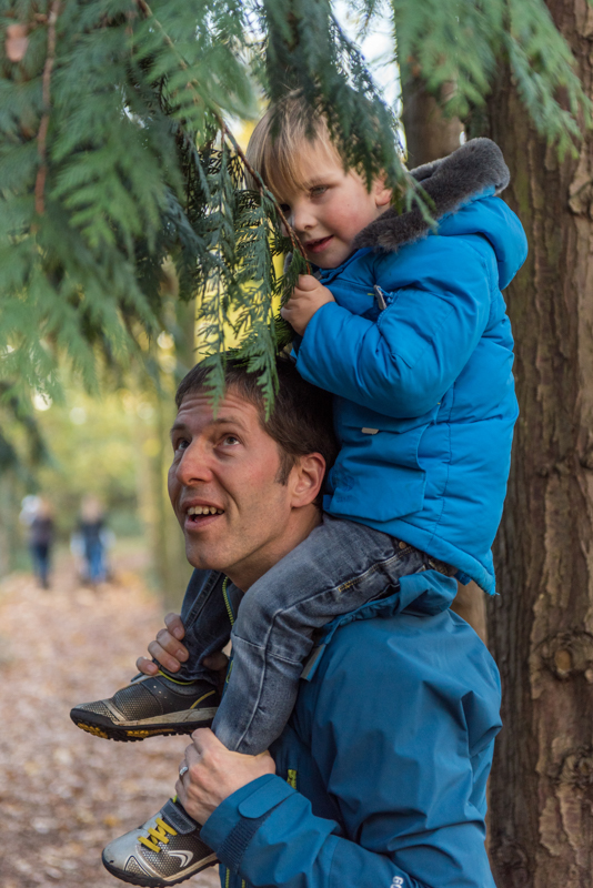Dad with eldest son on shoulders